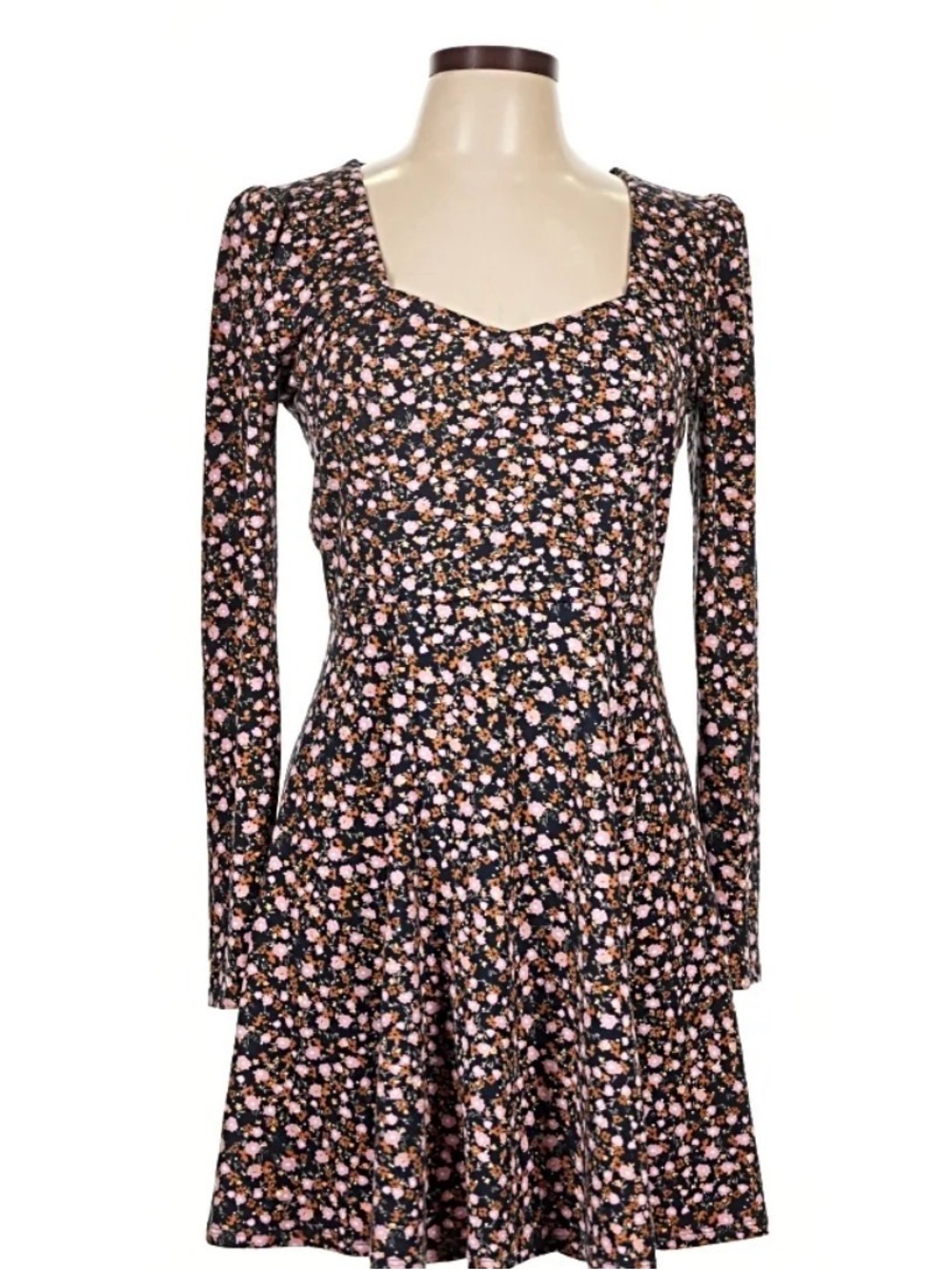 Socialite Black Floral Long-Sleeve Cutout Dress
